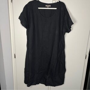 FLAX 2G/2X XXL Black Linen Minimalist Luxury Resort Casual Everyday Summer Dress
